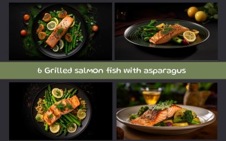 Grilled salmon fish with asparagus
