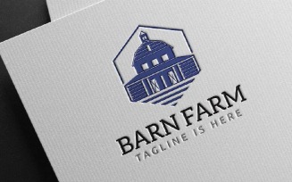 Hexagon Barn Home House Building with Traditional Livestock Warehouse Style Logo Template