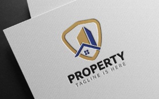Home House Residence Property Building Invest Business Shield Protection Logo Template
