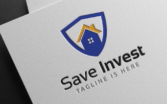 Home House Residence Save Invest Business Shield Protection Logo Template
