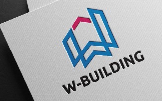 W Letter Building Business Office Company Abstract Line Logo Template
