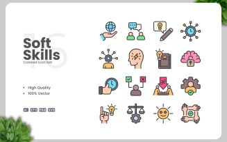16 Soft Skills Colored Icons Set