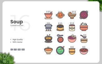 16 Soup Colored Icons Set