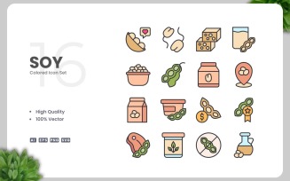 16 Soy Colored Icons Collection