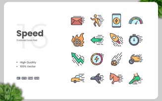 16 Speed Colored Icons Set