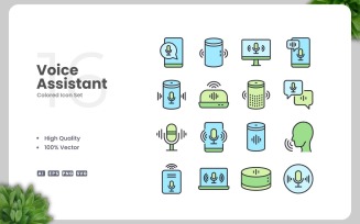 16 Voice Assistant Colored Icons Set