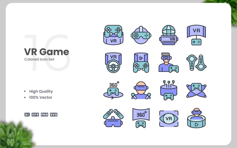 16 VR Game Colored Icons Set Icon Set