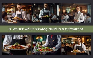 Waiter while serving food in a restaurant