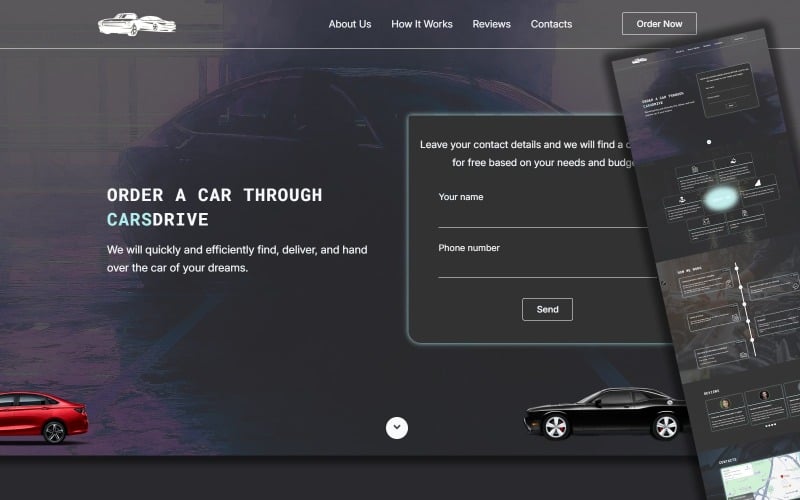 CARSDRIVE | Delivery of cars | Sale of cars | Landing Page Template