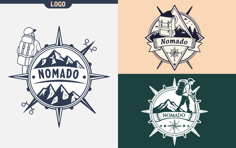 "Nomado - Bold Adventure Travel Badge Logo Design" Logo Template