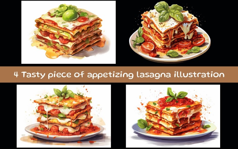 Tasty piece of appetizing lasagna illustration Background