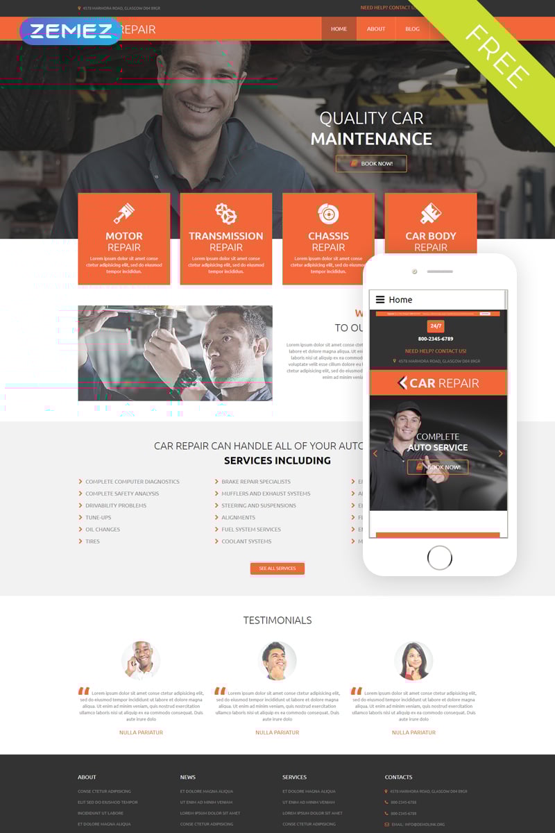 Car Repair - Car repair Free Modern Joomla #51634 - Ekran resmi
