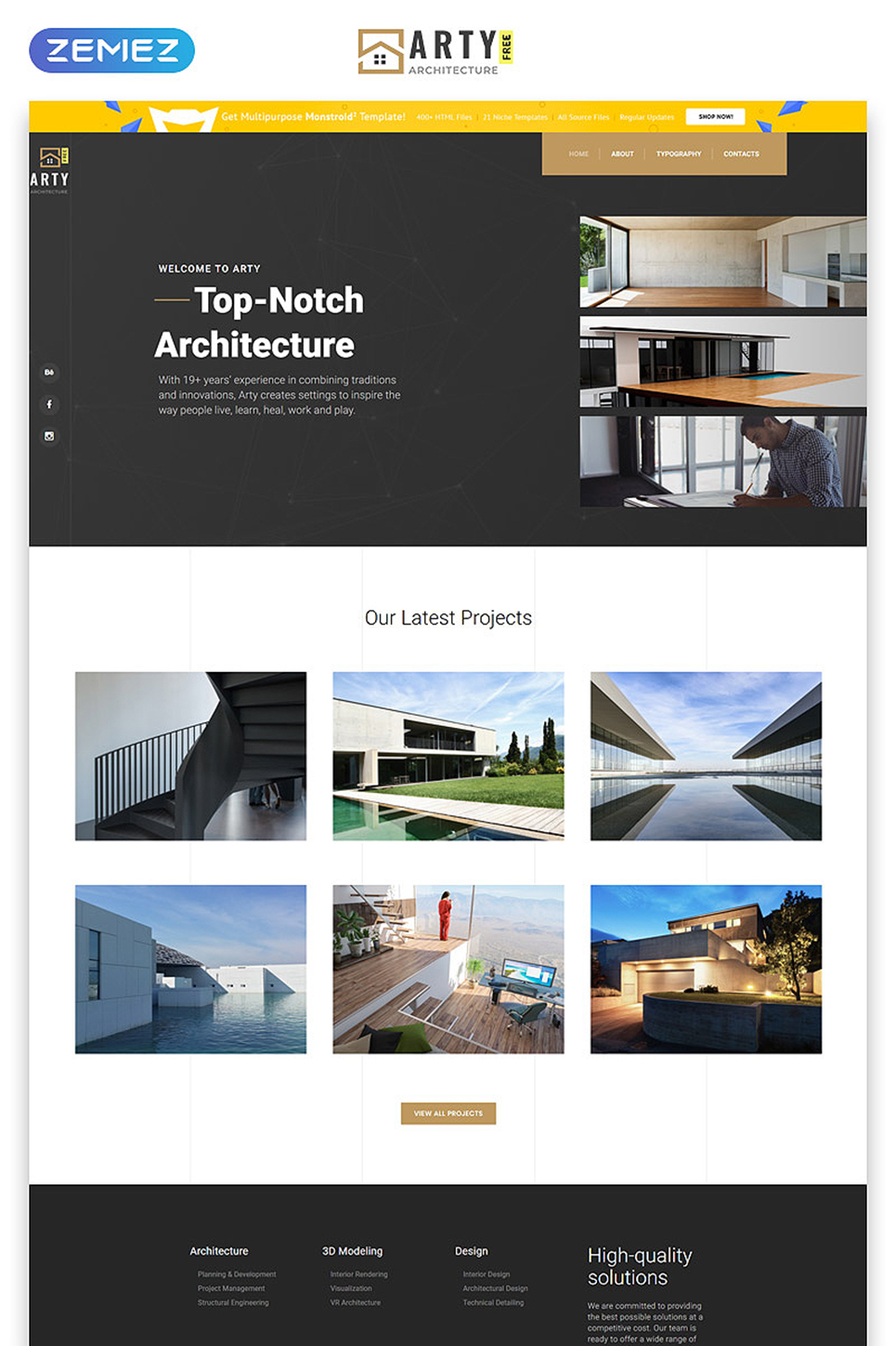 "Free HTML5 Theme - Architecture" 响应式网页模板 #51687 - 截图