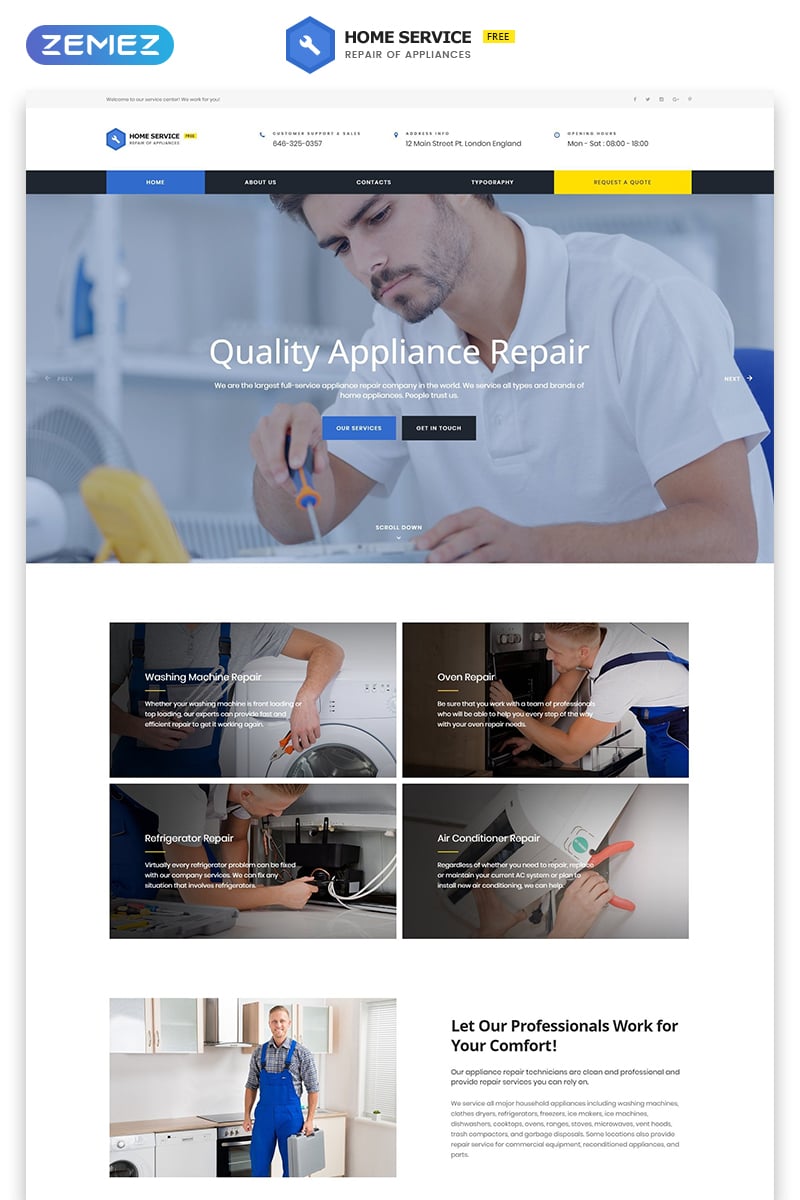 "Free HTML5 Theme - Cleaning" Bootstrap Website template №51685 - screenshot