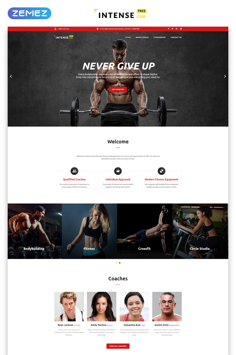 "Free HTML5 Theme for Sport Site" 响应式网页模板 #51682 - 截图