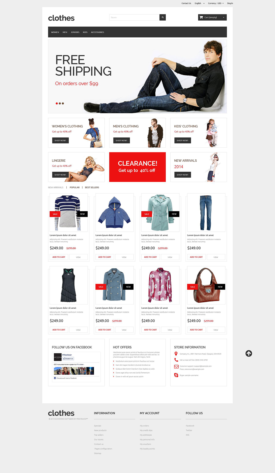 Clothes Free Responsive PrestaShop 1.6 Theme