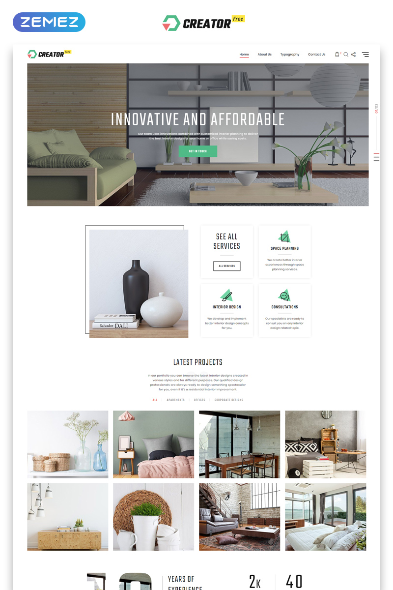 Responsive Free HTML5 Theme for Exterior Design Website Web Sitesi #51675 - Ekran resmi