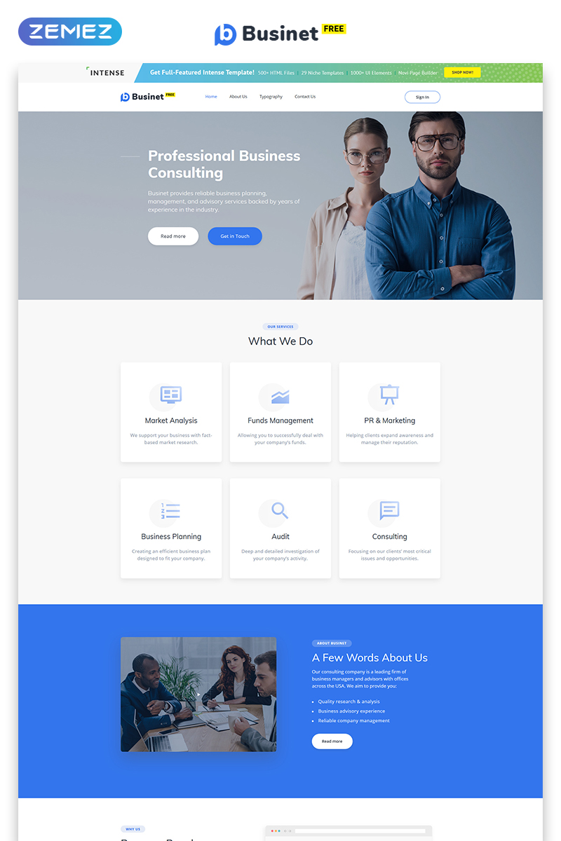 Responsywny szablon strony www Free HTML5 Theme for Business Site #51677 - zrzut ekranu