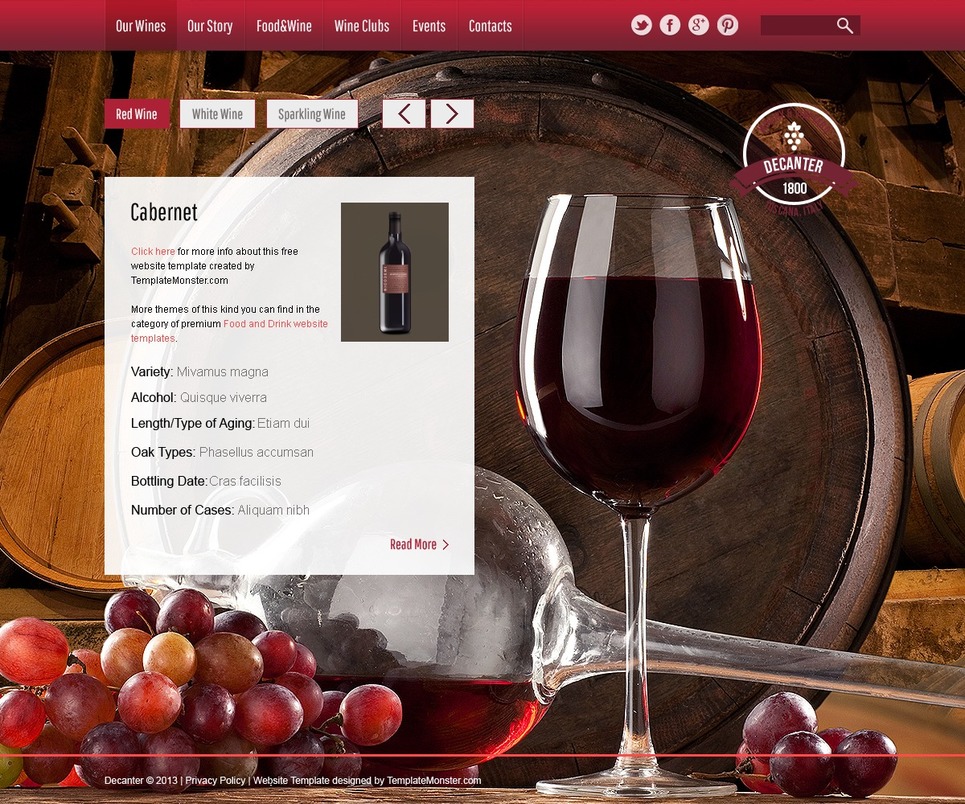 wine winery free html5 theme