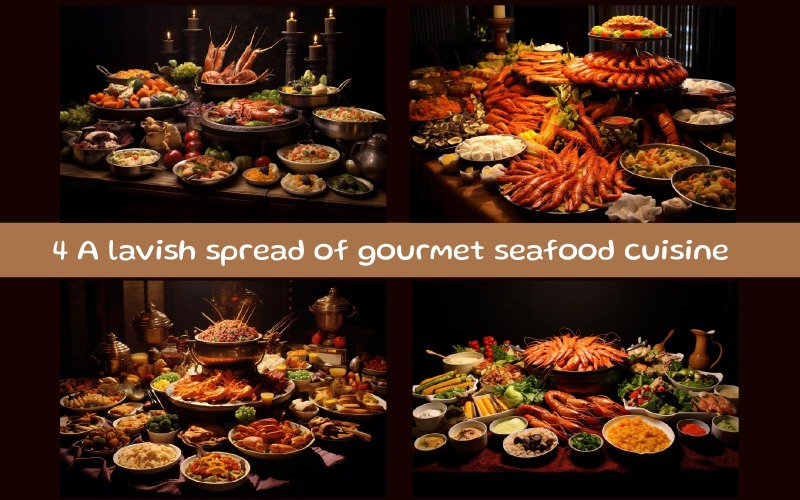 A lavish spread of gourmet seafood cuisine Background