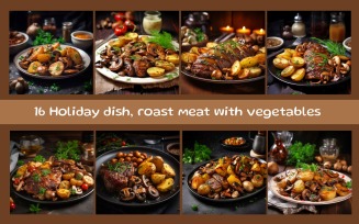 Holiday dish, roast meat with vegetables