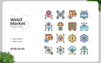 16 Web3 Market Colored Icons Set
