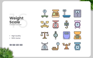 16 Weight Scale Colored Icons Set