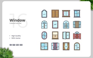 16 Window Colored Icons Set