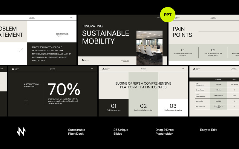 Minimal Black White Pitch Deck PowerPoint PowerPoint Template