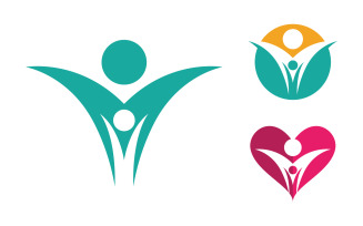 Human care group network and social logo design v.45