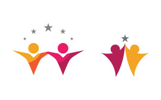 Human care group network and social logo design v.46