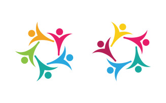 Human care group network and social logo design v.54