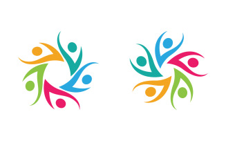 Human care group network and social logo design v.58