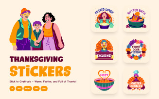 Thanksgiving Stickers Set