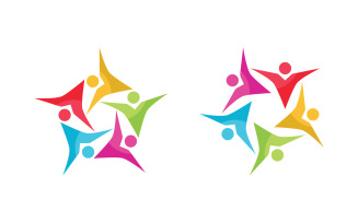 Human care group network and social logo design v.56