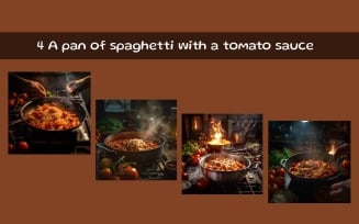 A pan of spaghetti with a tomato sauce