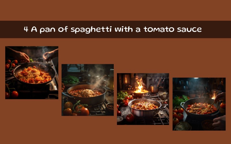 A pan of spaghetti with a tomato sauce Background