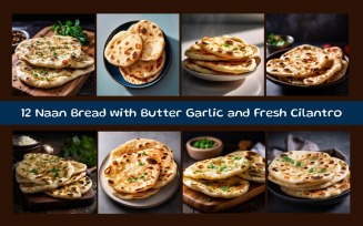 Naan Bread with Butter Garlic and Fresh Cilantro