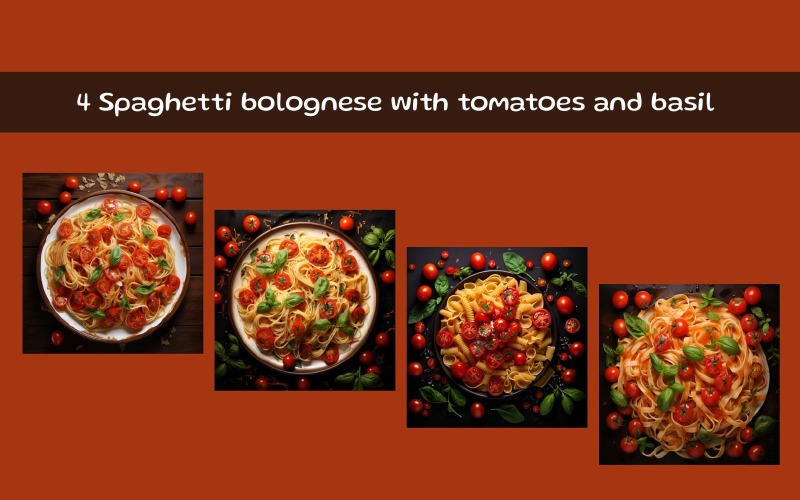 Spaghetti bolognese with tomatoes and basil Background