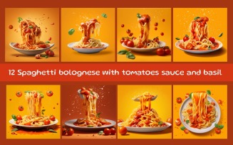 Spaghetti bolognese with tomatoes sauce and basil