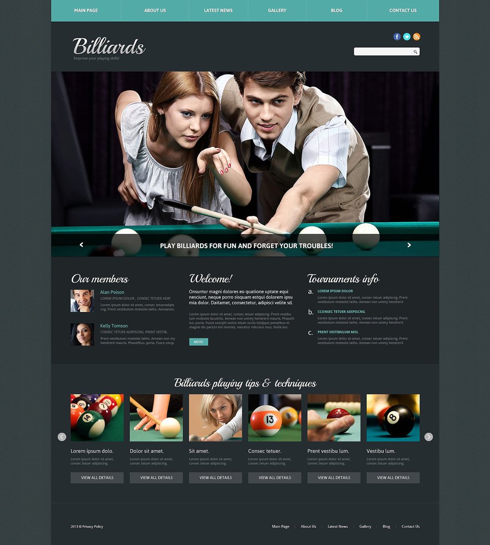 Billiards Responsive Joomla Template New Screenshots BIG
