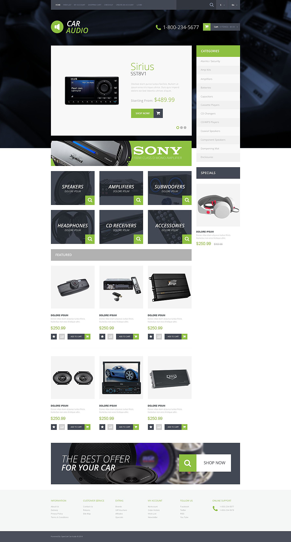 Car Audio  Video OpenCart Template New Screenshots BIG