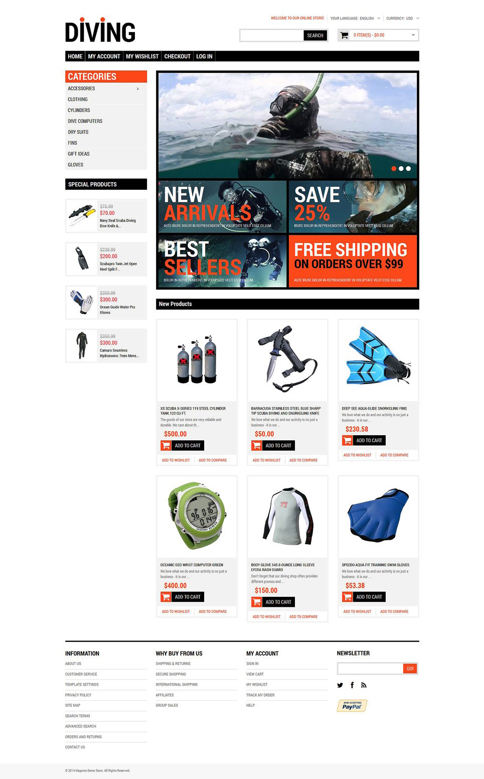 Diving Shop Magento Theme New Screenshots BIG