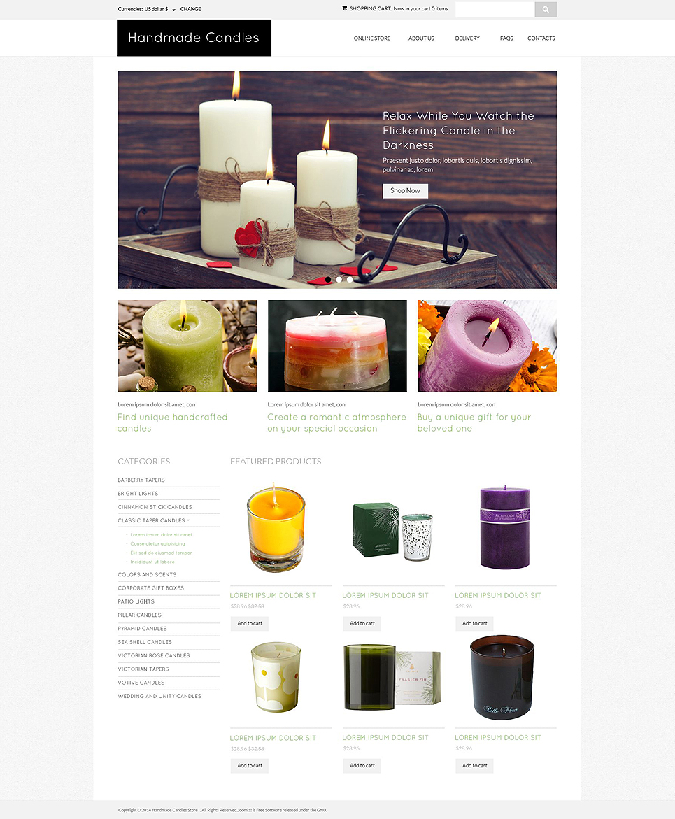 DIY Candles Spot VirtueMart Template New Screenshots BIG