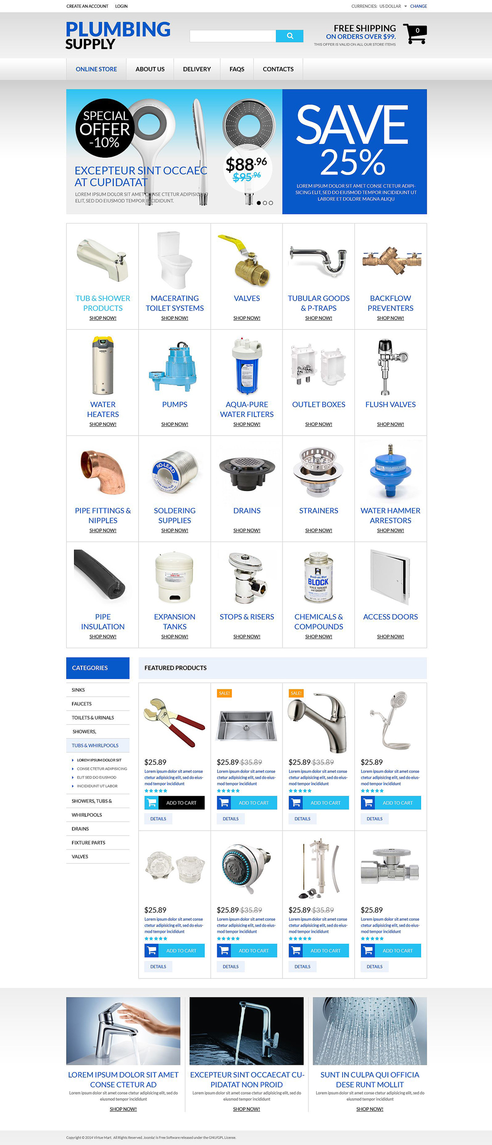 Durable Plumbing Fixtures VirtueMart Template New Screenshots BIG