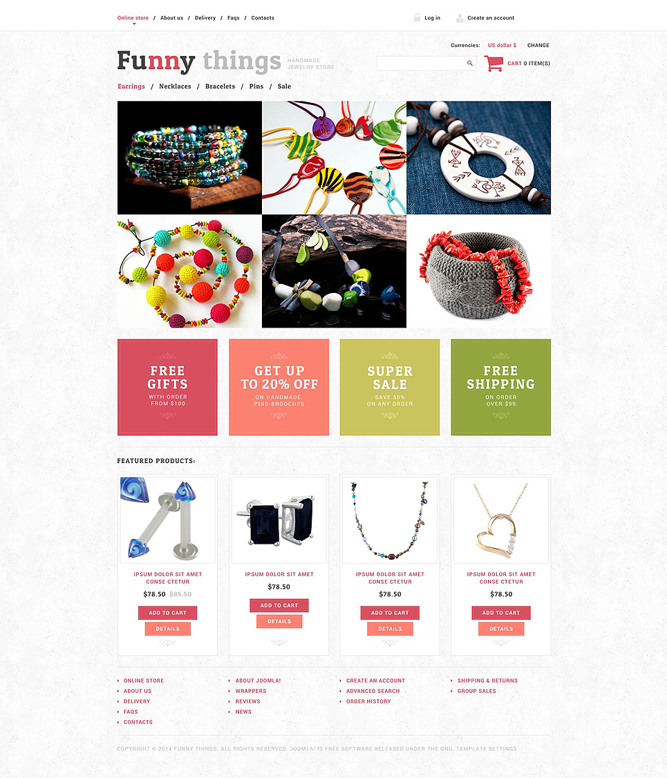 Exquisite Handmade Jewelry VirtueMart Template New Screenshots BIG