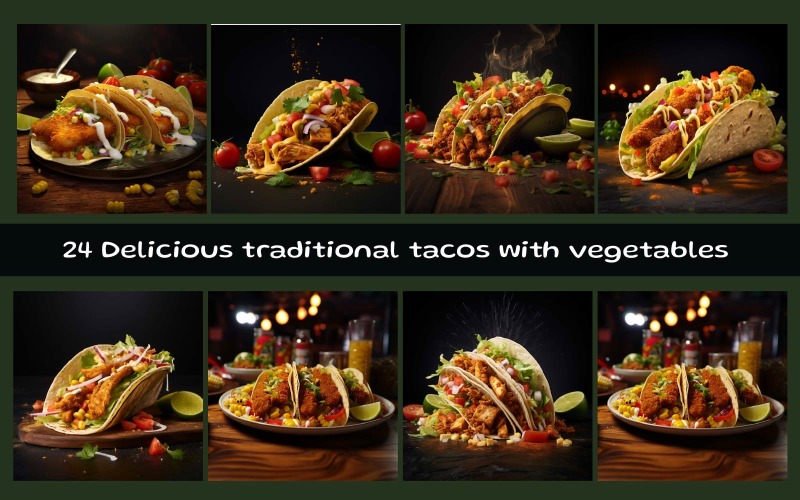 Delicious traditional tacos with vegetables Background