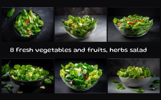 Fresh vegetables and fruits, herbs salad