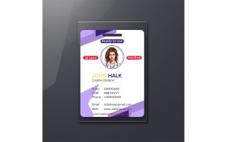 Modern Vertical ID Card Mockup with Lanyard on Neutral Background Editable ID Tag Mockup