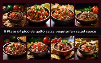Plate of pico de gallo salsa vegetarian salad sauce